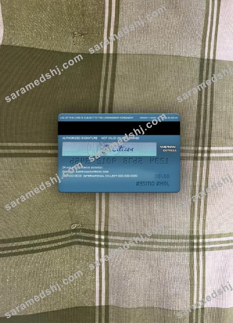 USA First Bank of Wiki AMEX payback card photolook back